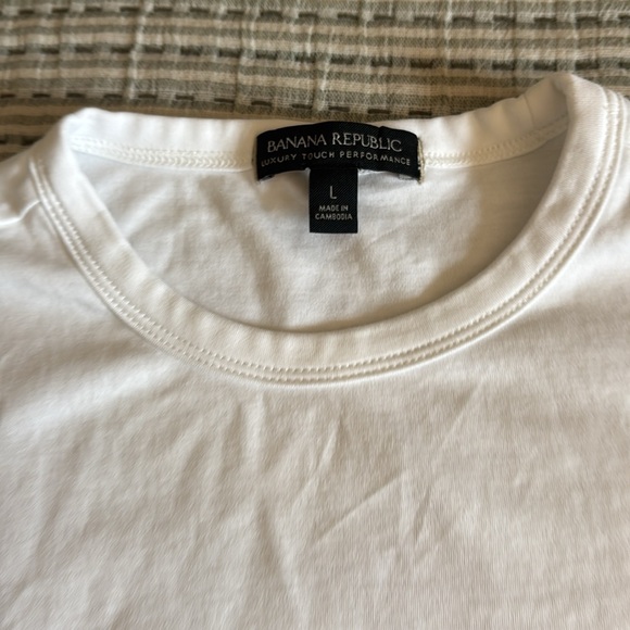Two - 1 white, 1 gray. Banana Republic Men's Tee luxury perf. blend. Long sleeve - Picture 2 of 8